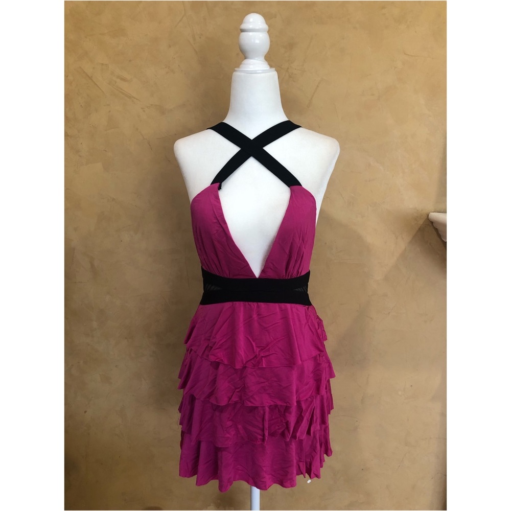 Bebe - Ruffle Cross Strap Dress